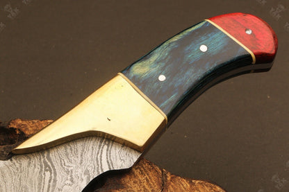10" Handmade Twist Damascus Steel Bowie Hunting Knife | Wood Handle