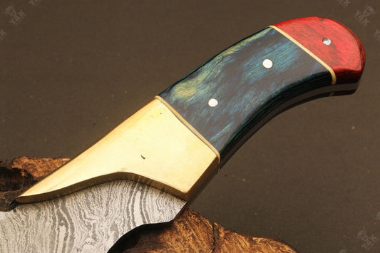 10" Handmade Twist Damascus Steel Bowie Hunting Knife | Wood Handle