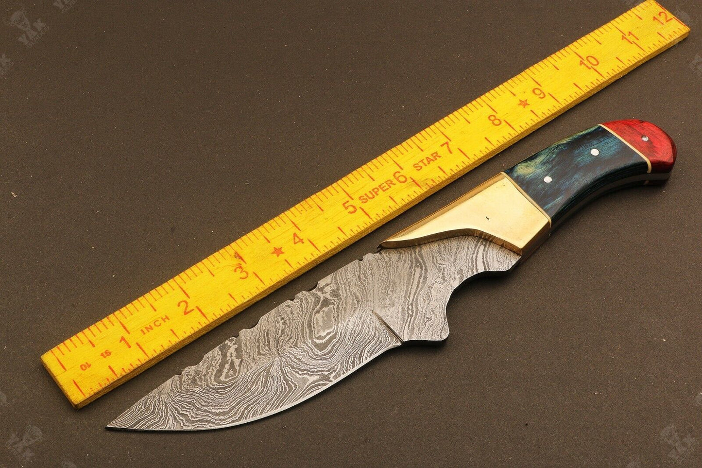 10" Handmade Twist Damascus Steel Bowie Hunting Knife | Wood Handle