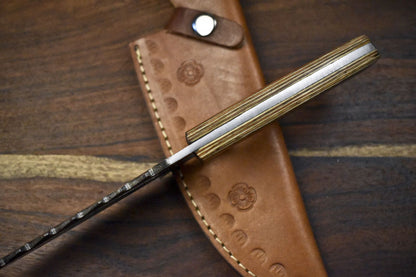Custom Handmade 11.5 Inch Damascus Skinner Hunting Knife with Twist Pattern Blade and Olive Wood Handle