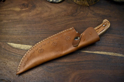 Custom Handmade 11.5 Inch Damascus Skinner Hunting Knife with Twist Pattern Blade and Olive Wood Handle