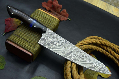 12.8" Custom Handmade Hammered Damascus Steel Chef Knife with Vengai Wood Handle