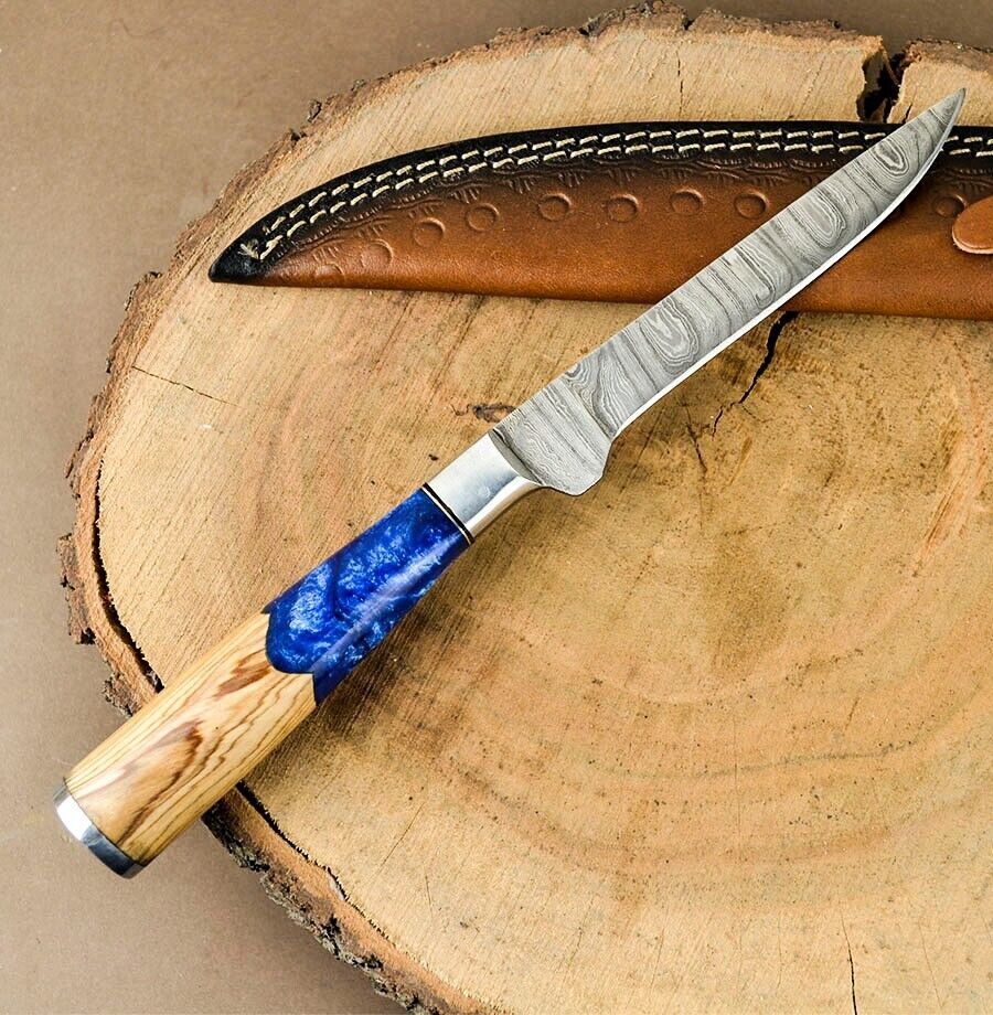 Custom Handmade Damascus Steel Fillet Knife Chef Knife Boning Knife with Resin Handle