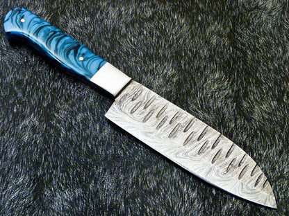 11" Custom Hand Forged Damascus Steel Chef Knife Kitchen Knife with Resin Handle