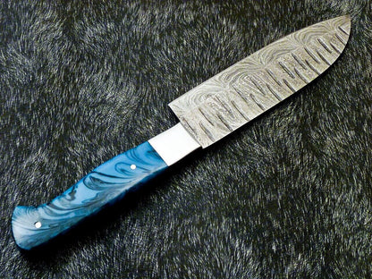 11" Custom Hand Forged Damascus Steel Chef Knife Kitchen Knife with Resin Handle