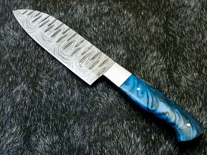 11" Custom Hand Forged Damascus Steel Chef Knife Kitchen Knife with Resin Handle