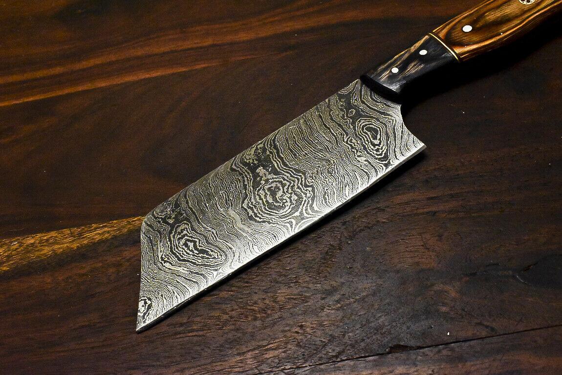 Handmade Damascus Steel Hard Wood Hunting Cleaver Chopper Chef Knife – 12"