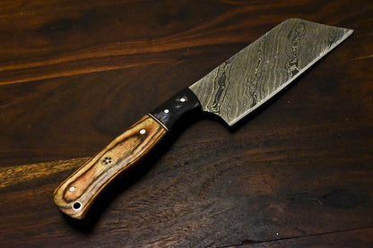 Handmade Damascus Steel Hard Wood Hunting Cleaver Chopper Chef Knife – 12"