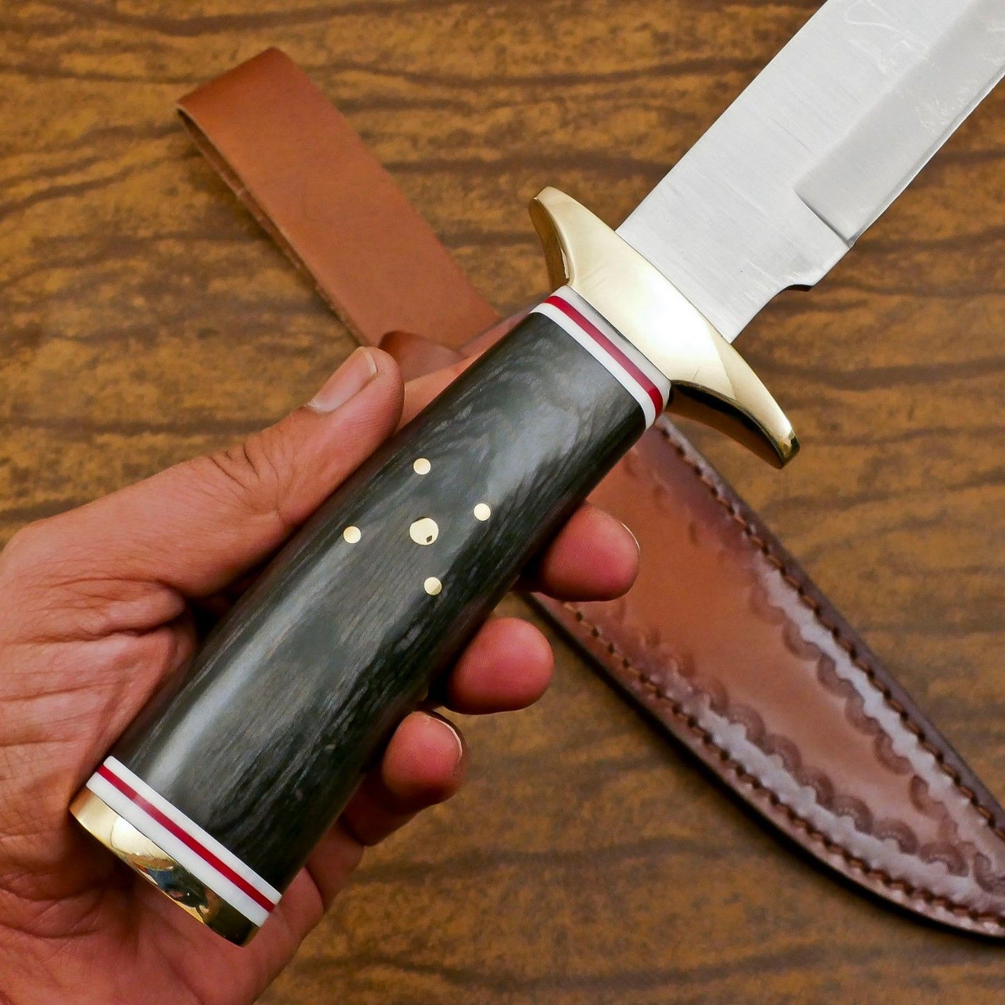 Custom Handmade D2 Steel Bowie Knife | 12" Hunting & Camping Fixed Blade