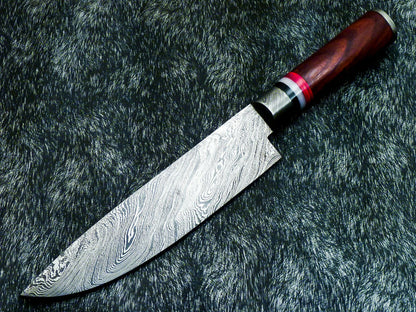 13" Professional Kitchen Chef Knife | Damascus Blade with Natural Wood Handle