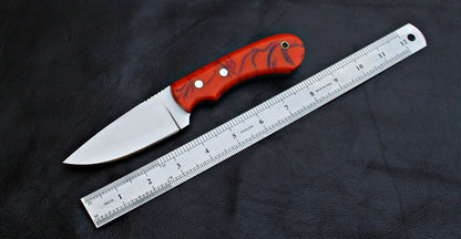 Custom  Full Tang D2 Steel Skinner Knife | Hunting & EDC with Leather Sheath