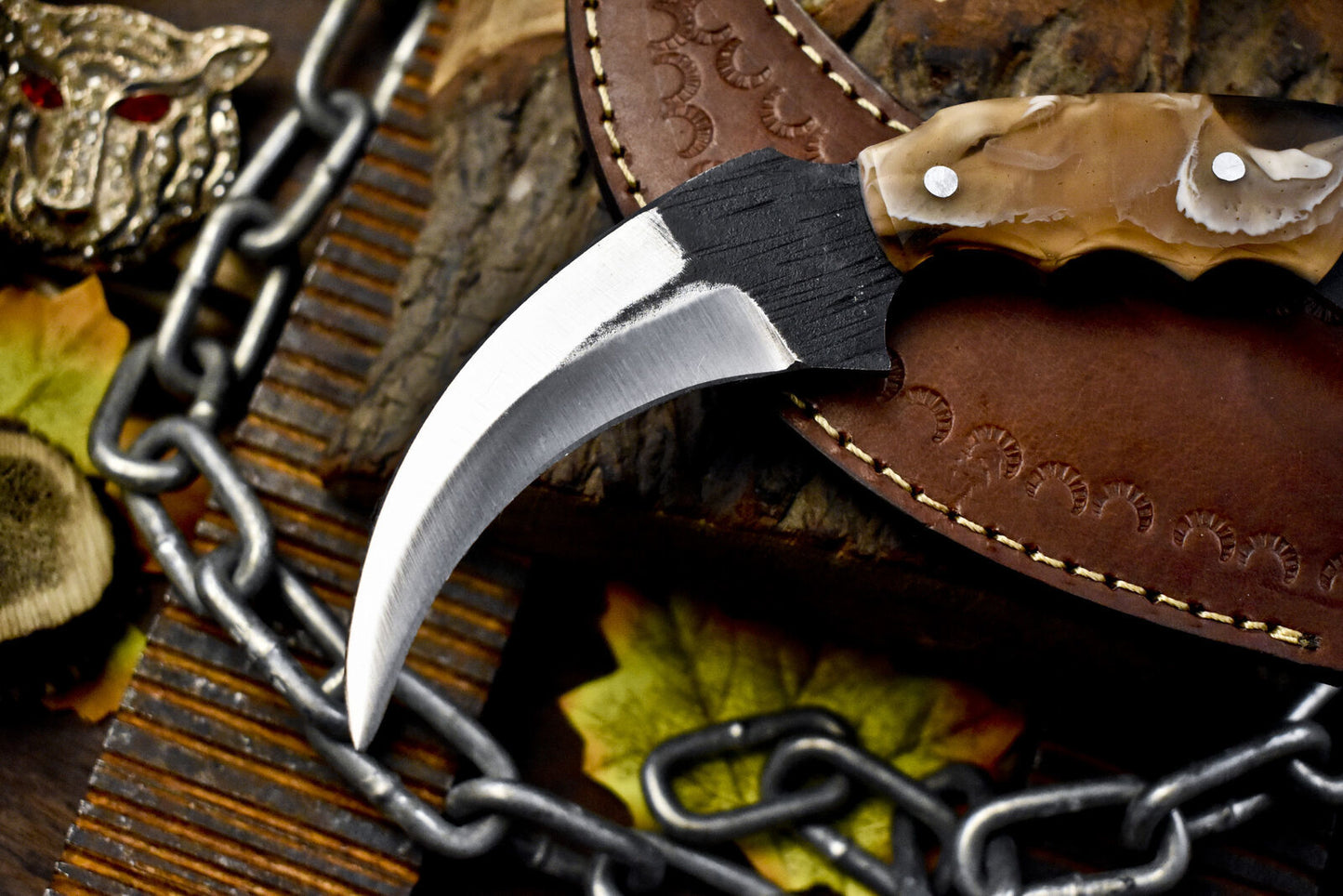 Handmade D2 Steel Karambit Knife Best Karambit Knife With Resin Handle