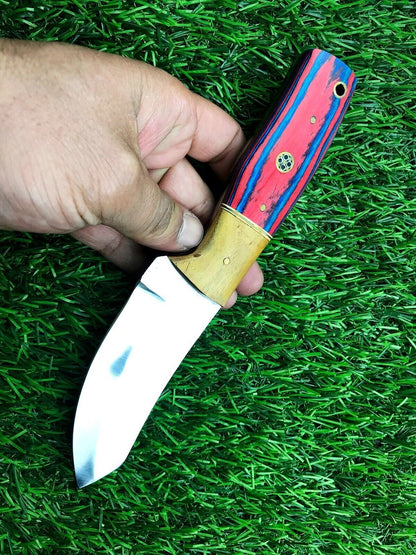 9" Handmade Stainless Steel Hunting Skinner Knife with Leather Sheath