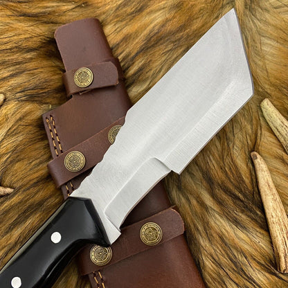 13 Inch Hand Forged D2 Steel Tanto bowie Hunting Knife with Bull Horn Handle
