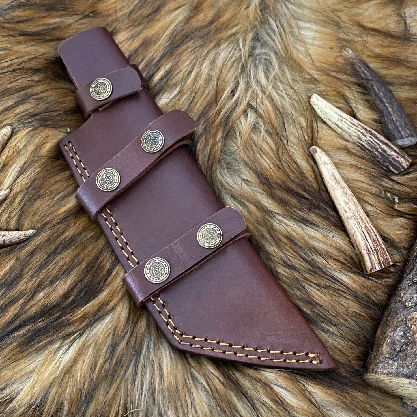 13 Inch Hand Forged D2 Steel Tanto bowie Hunting Knife with Bull Horn Handle