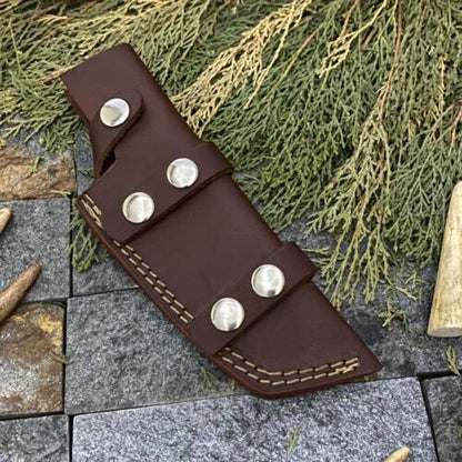 Hand Forged Damascus Steel Camping Tracker Hunting Knife with Rosewood Handle & Sheath