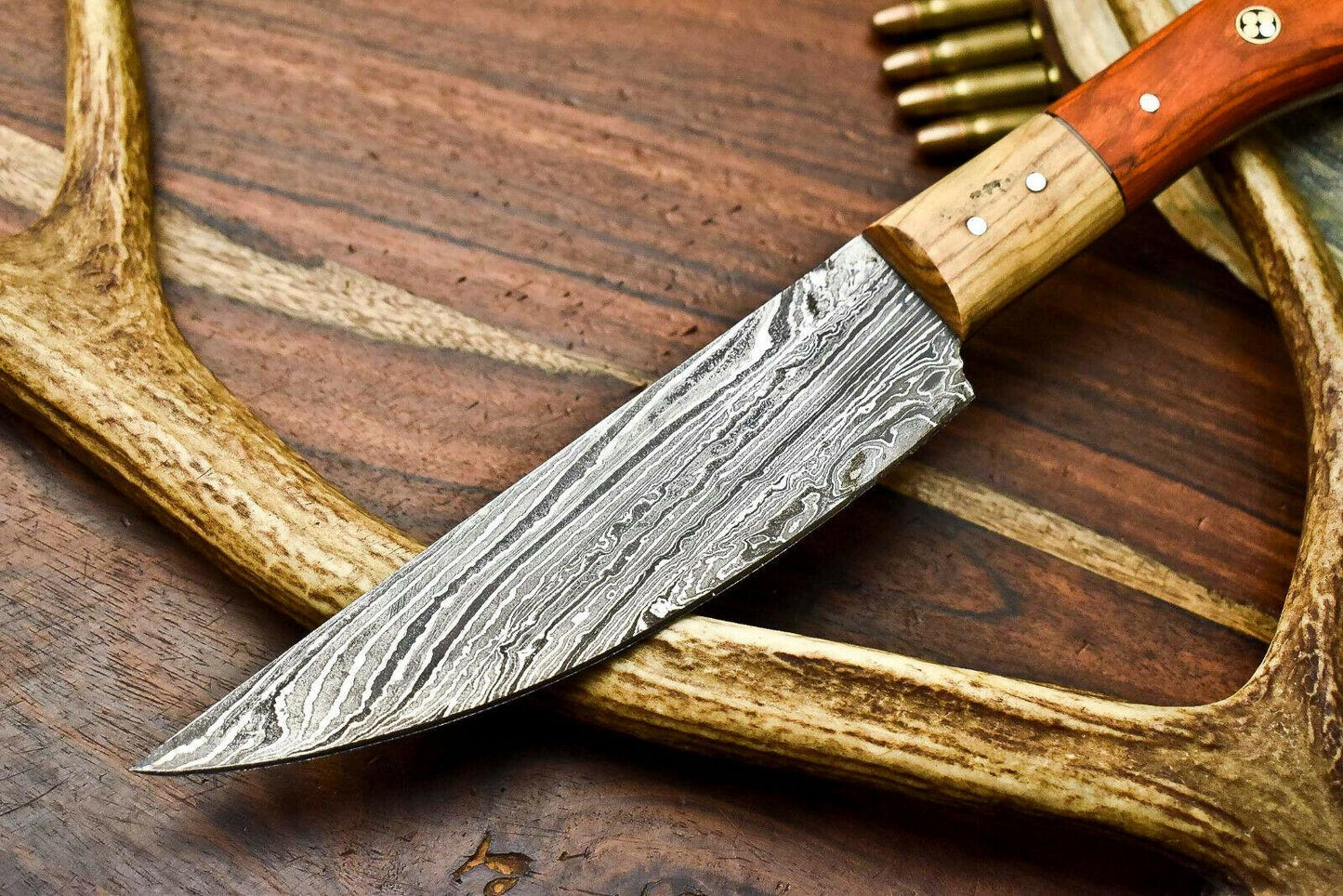 Hand Made Damascus Steel Blade Chef Kitchen Full Tang Knife | Hard Wood