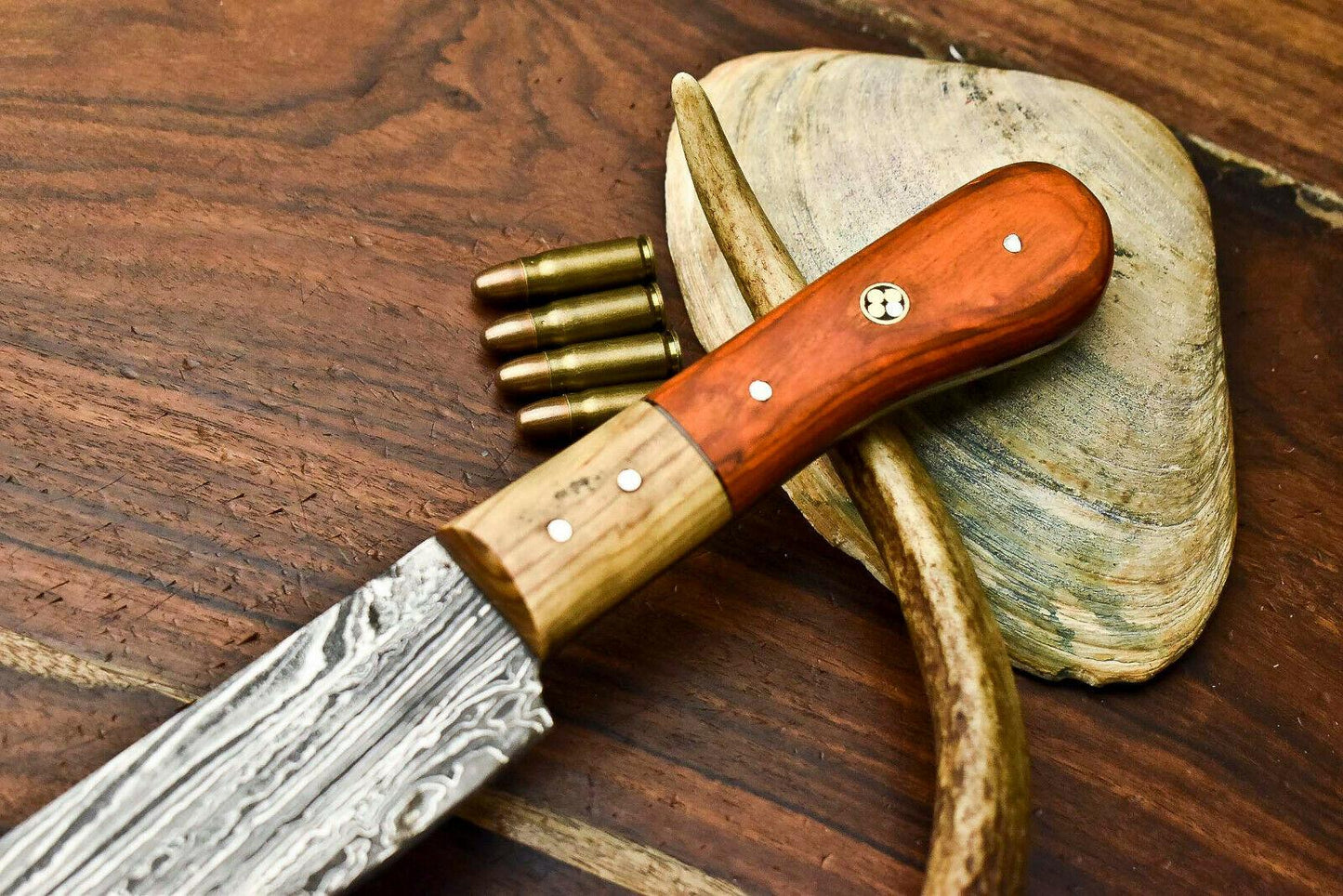 Hand Made Damascus Steel Blade Chef Kitchen Full Tang Knife | Hard Wood