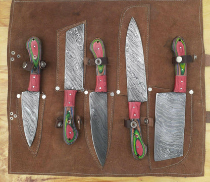 Premium Damascus Chef Knife Set – Japanese Style Cleaver, Bread & Chopper