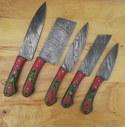 Premium Damascus Chef Knife Set – Japanese Style Cleaver, Bread & Chopper