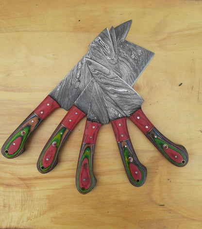 Premium Damascus Chef Knife Set – Japanese Style Cleaver, Bread & Chopper