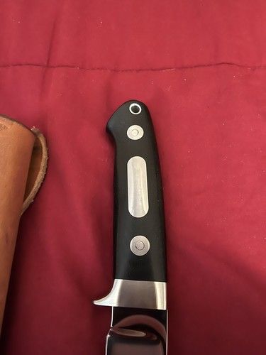 9.25″ Custom Semi Skinner Knife – 154 CPM Steel Blade, Black Micarta Handle & Original Leather Sheath