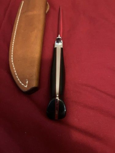 9.25″ Custom Semi Skinner Knife – 154 CPM Steel Blade, Black Micarta Handle & Original Leather Sheath