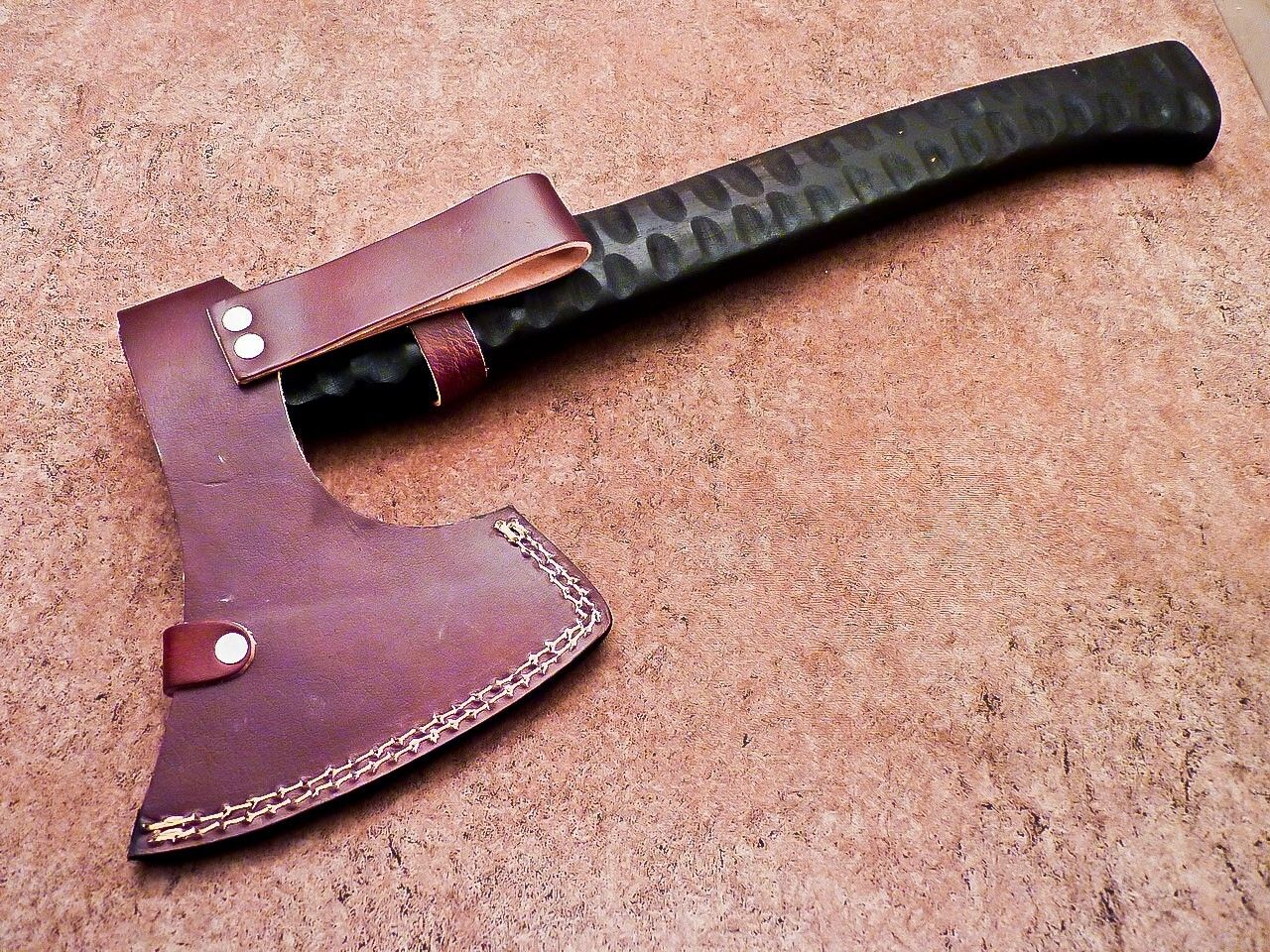 Custom Hand Forged Steel Viking Axe Camping Hatchet Tomahawk with Leather Sheath