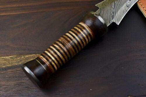 18" Handmade Damascus Dagger Knife – Walnut Wood Handle with Damascus Guard