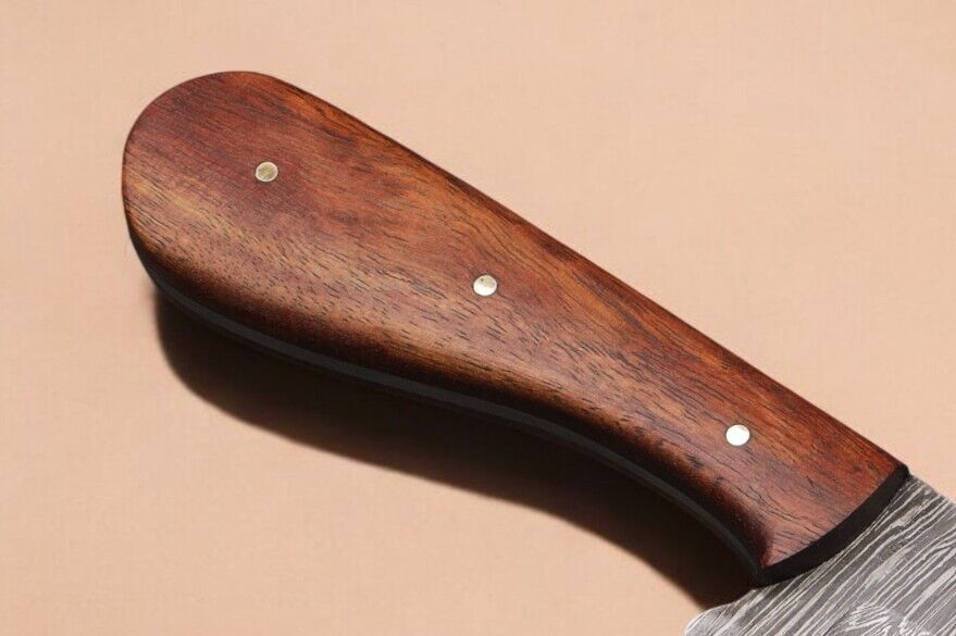 Damascus Steel Bull Cutter Knife Full Tang Custom Bull Cutter Knife With Wood Handle