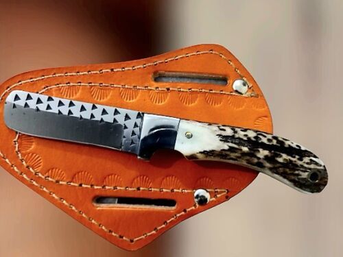 Handmade Cowboy Bull Cutter Knife With Hoof Rasp Steel And Stag Handle Best Bull Cutter Knife