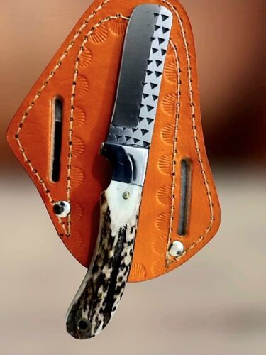 Handmade Cowboy Bull Cutter Knife With Hoof Rasp Steel And Stag Handle Best Bull Cutter Knife