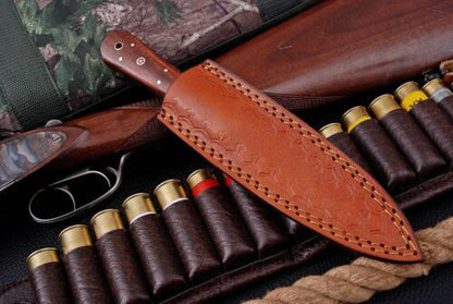 Heritage Forge 9 Inch Damascus Steel Boot Dagger with wood Handle