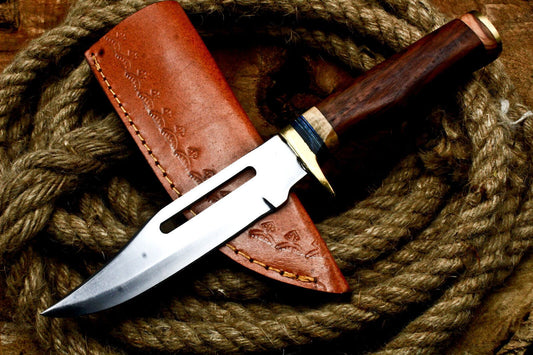Handmade D2 Steel Walnut Wood Skinner Knife | Small Hunting EDC with Sheath