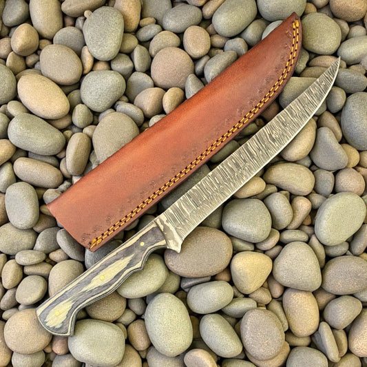 12" Custom Handmade Fillet Knife Damascus Fillet Knife Kitchen Blade W/Sheath