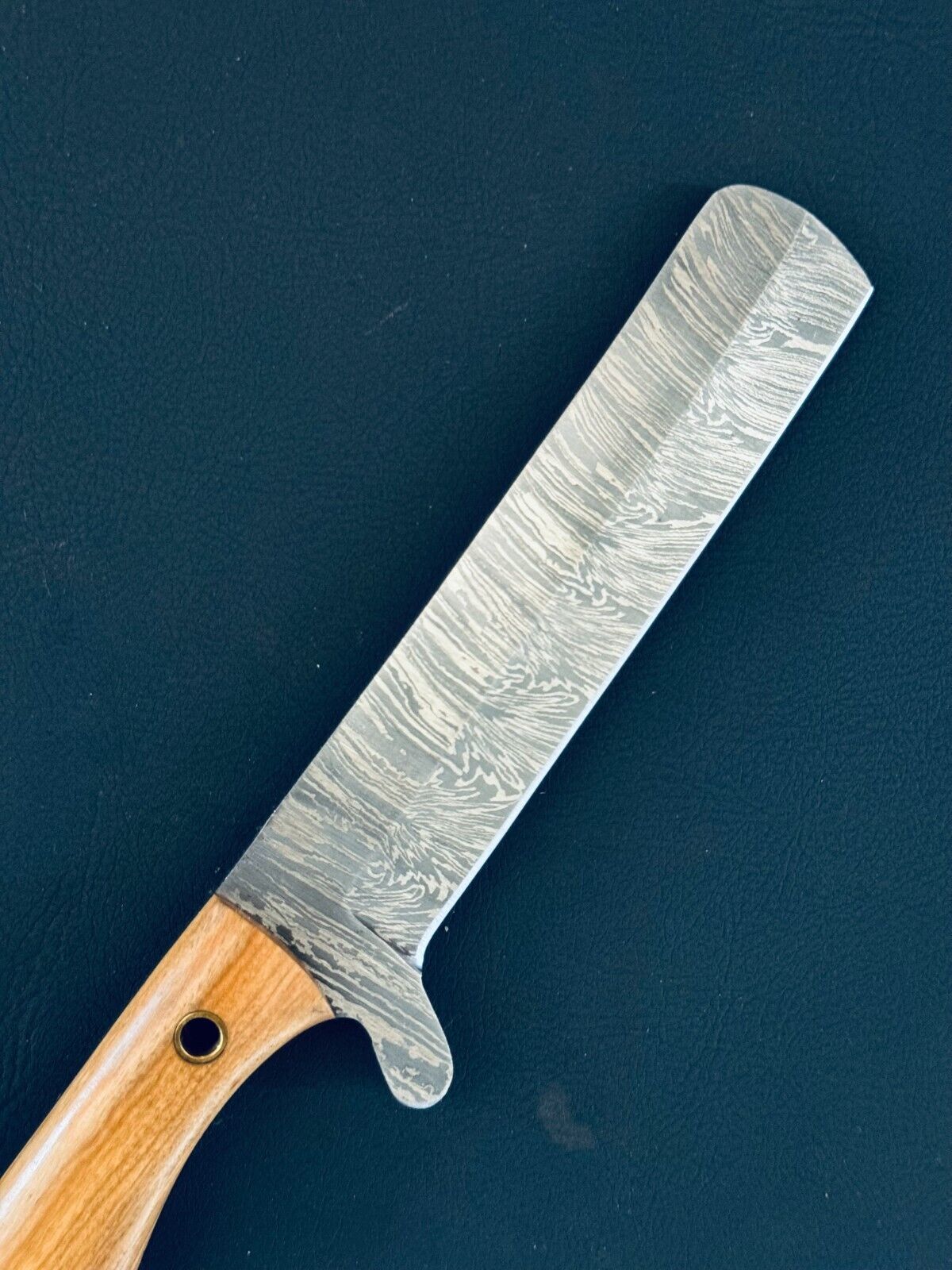 12" Cutter Knife Fire Storm Damascus Steel Bull Cutter Knife With Wood Handle and Sheath