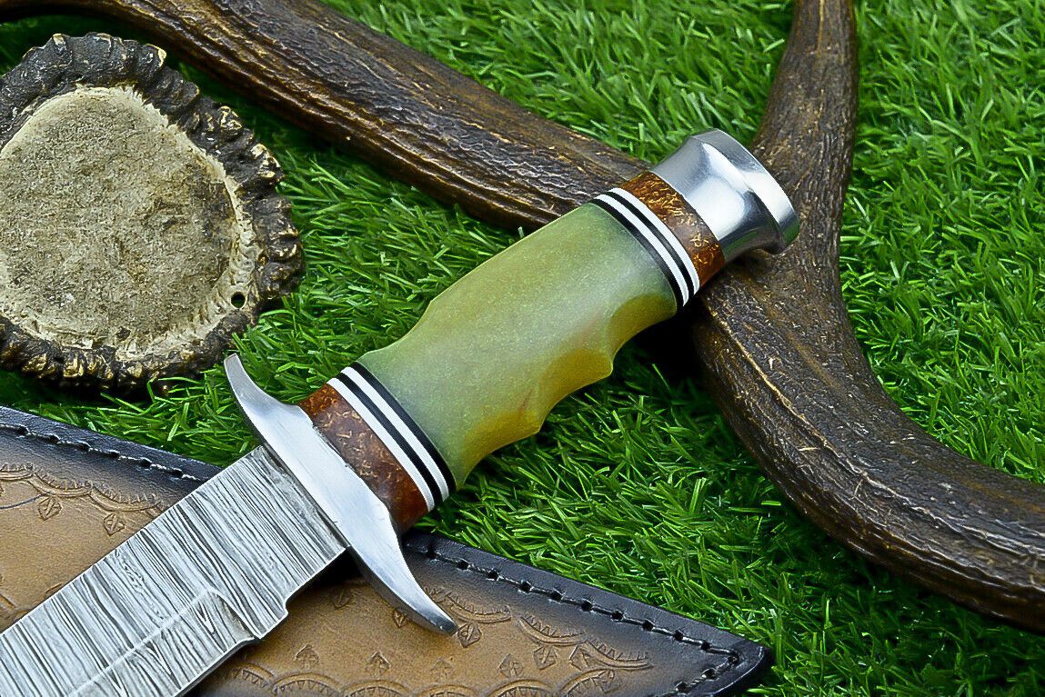 Heritage Forge 12 Inch Resin Handle Damascus Steel Bowie Knife for Hunting and Camping
