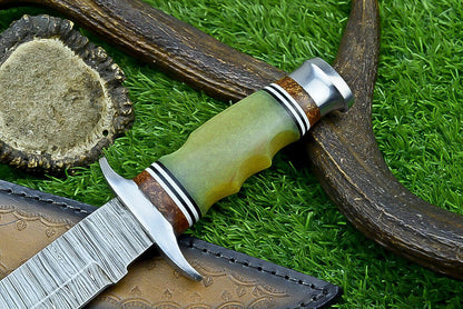 Heritage Forge 12 Inch Resin Handle Damascus Steel Bowie Knife for Hunting and Camping