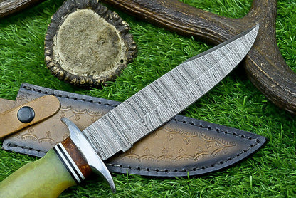 Heritage Forge 12 Inch Resin Handle Damascus Steel Bowie Knife for Hunting and Camping