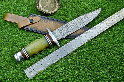 Heritage Forge 12 Inch Resin Handle Damascus Steel Bowie Knife for Hunting and Camping