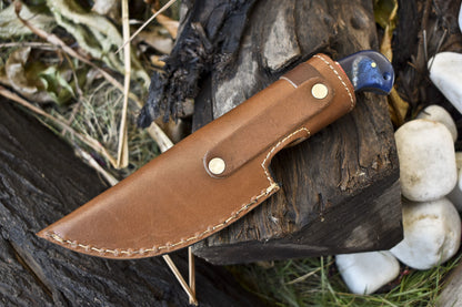 8.5" Twist Damascus Skinner Knife Hardwood Handle Micarta Bolster Hunting Blade