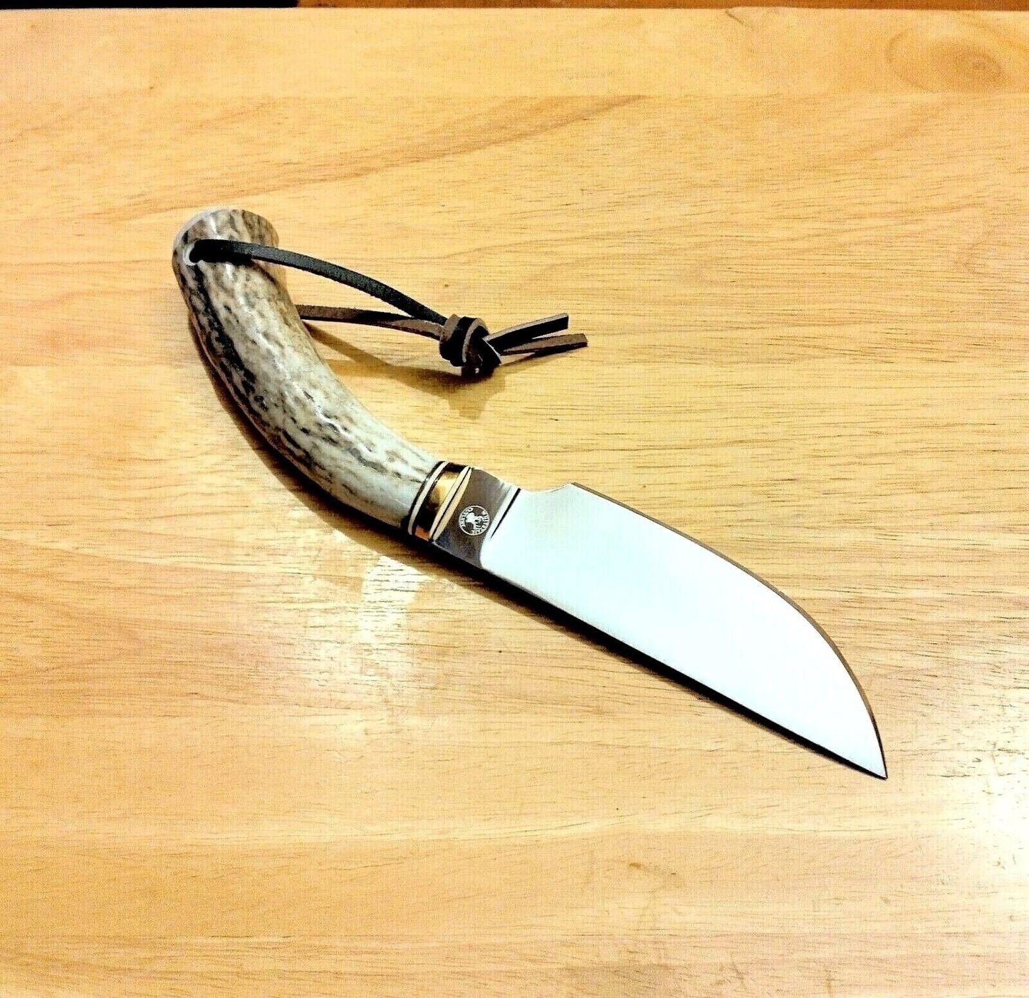 9" Stag Skinner Knife 4.5" Stainless Steel Clip Point Blade with Leather Sheath