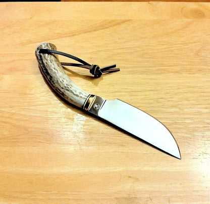 9" Stag Skinner Knife 4.5" Stainless Steel Clip Point Blade with Leather Sheath