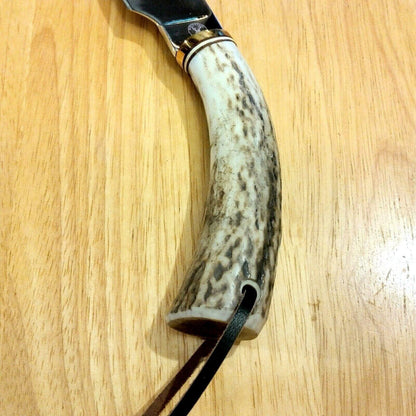 9" Stag Skinner Knife 4.5" Stainless Steel Clip Point Blade with Leather Sheath