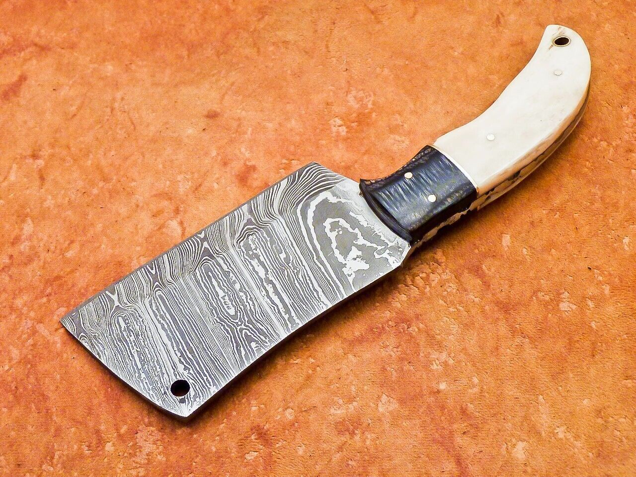 9.5" Handmade Damascus Steel Chef Chopper Cleaver – Camel Bone & Hardwood Handle, 512 Layers