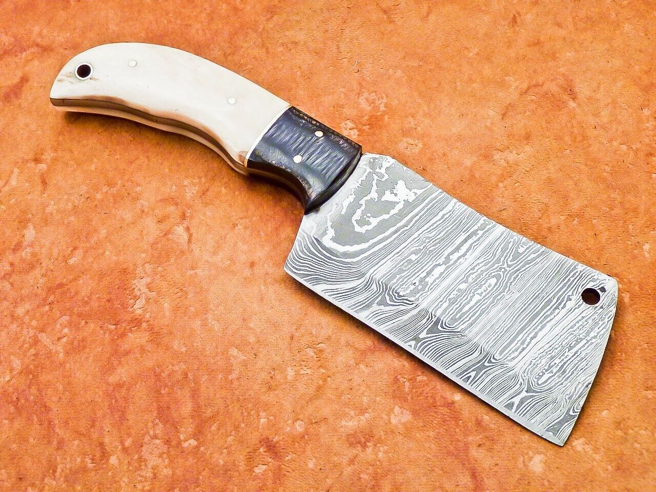 9.5" Handmade Damascus Steel Chef Chopper Cleaver – Camel Bone & Hardwood Handle, 512 Layers