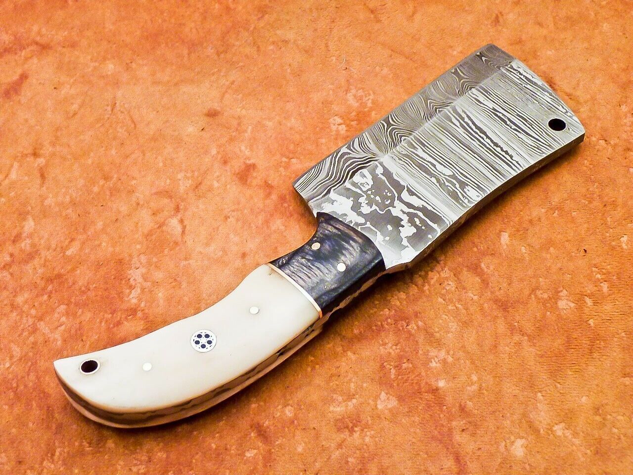 9.5" Handmade Damascus Steel Chef Chopper Cleaver – Camel Bone & Hardwood Handle, 512 Layers