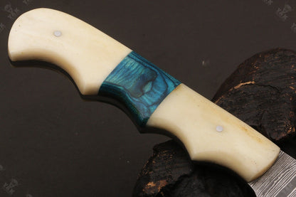 12" Custom Handmade Twist Damascus Fillet Knife Damascus Steel Fillet Knife W/Sheath