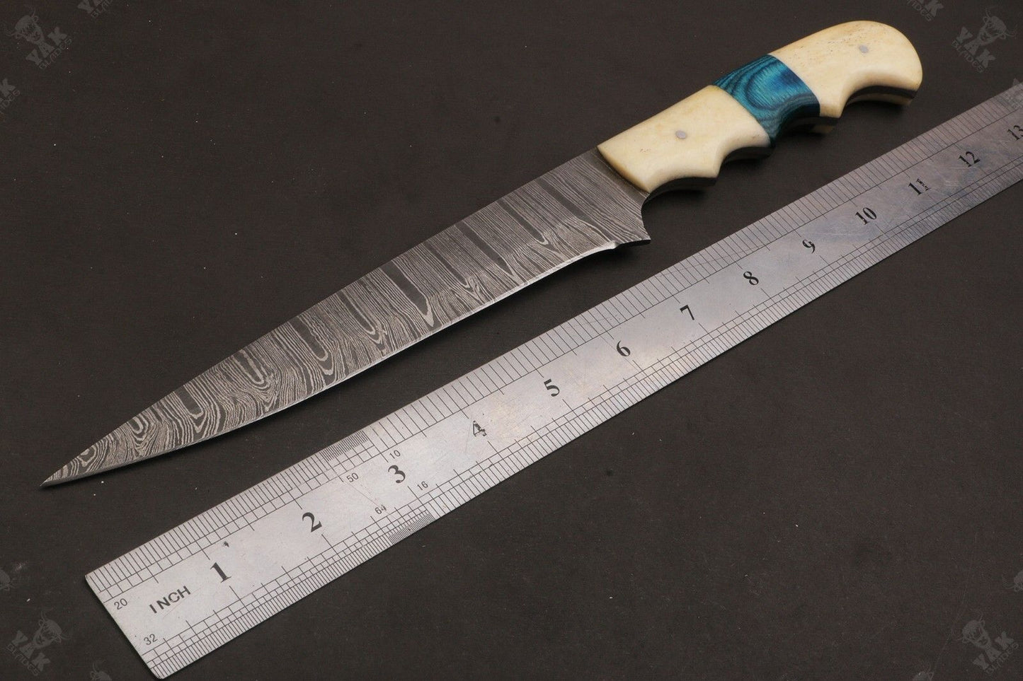12" Custom Handmade Twist Damascus Fillet Knife Damascus Steel Fillet Knife W/Sheath