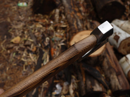 Hand Forged Carbon Steel Viking Tomahawk Axe with 18 Inch Ash Wood Handle and Leather Sheath